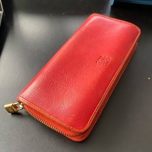 Vintage LOEWE Zip Around Long Wallet in Red